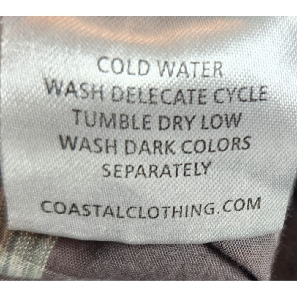 Coastal Shirt Mens XL Green Gray Plaid Pearl Snap Long Sleeve Cotton/Polyester - Picture 7 of 7